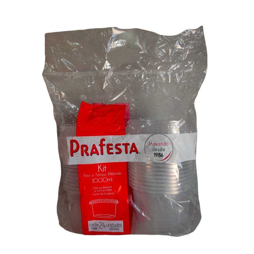Pote Redondo Freezer e Micro-ondas 1000ml com Tampa Prafesta c/24 un