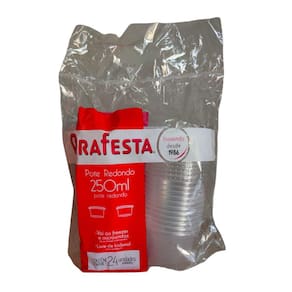 Pote Redondo Freezer e Micro-ondas 250ml com Tampa Prafesta c/24 un