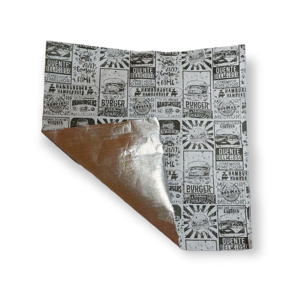 Embala Lanche Laminado Estampado 38x38cm Pluma c/50 un