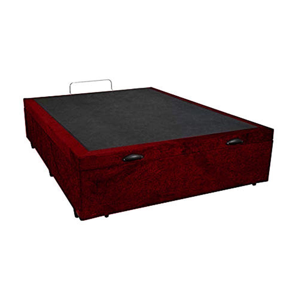 Base Box Baú Casal Suede Vinho - 39x138x188 Lord