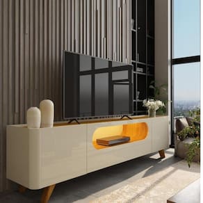 Rack para TV de Até 85 Polegadas 2 Portas 1 Gaveta LED com Pés de Madeira Nobre Gelius