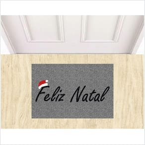 Tapete Feliz Natal Na Cor Cinza Gorro Papai Noel. Decoração De Natal Para Quarto, Sala, Banheiro