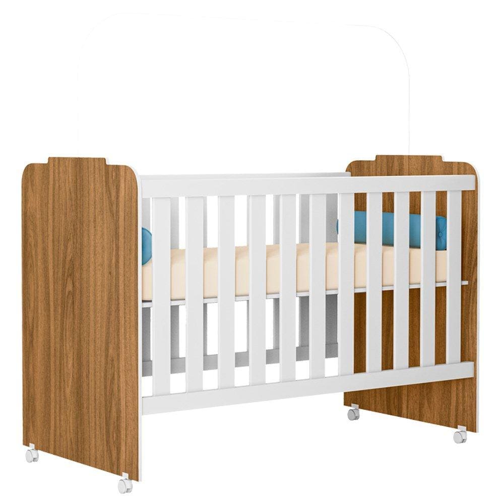 Berço Em MDF Com Rodizios 3450 Nature Branco PLLA