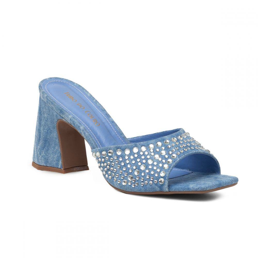 Tamanco Casual Em Couro Krn SHoes Salto Grosso Triangulo Confortavel