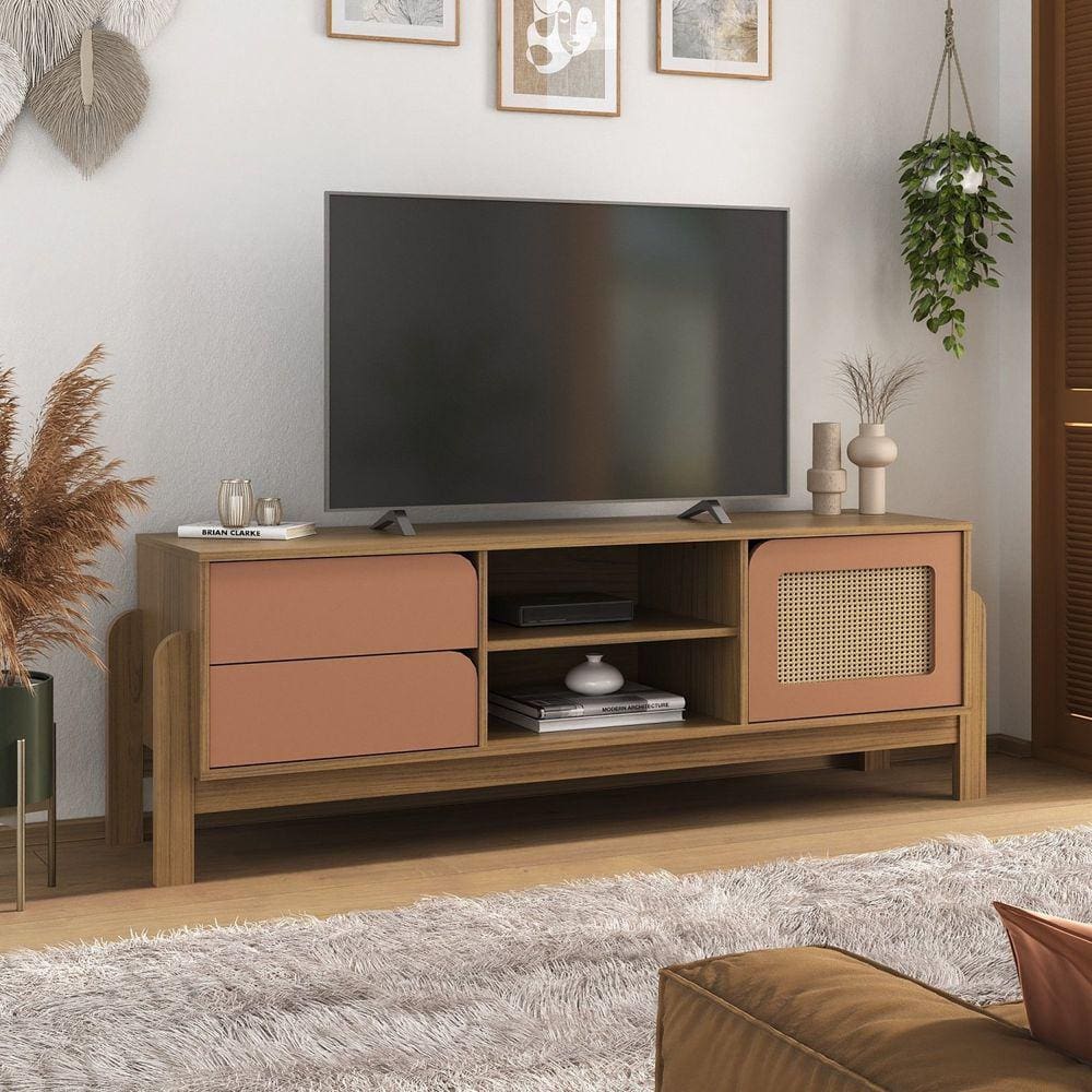 Rack 1,60 Para Tv até 60 Polegadas 1 Porta 2 Gavetas Canadá Carvalho/Terracota