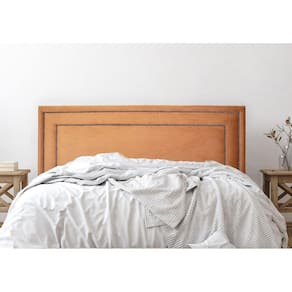 Cabeceira Queen Estofada para Cama Box com Tachas 160x60cm Reta Luxo Dupla Terracota/Fumê