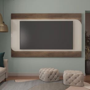 Painel 220cm com Suporte Para TV até 86 Polegadas Porto Off White/Pinho