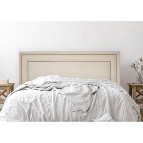 Cabeceira Casal Estofada para Cama Box com Tachas 140x60cm Reta Luxo Dupla Off White/Prata