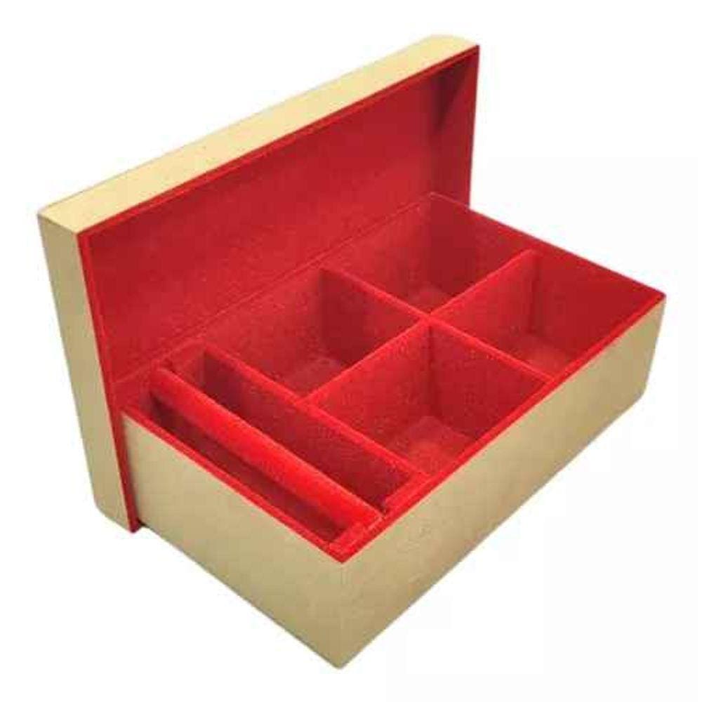Porta Joias Acessórios Mdf Interior Camurça Vermelho Novo