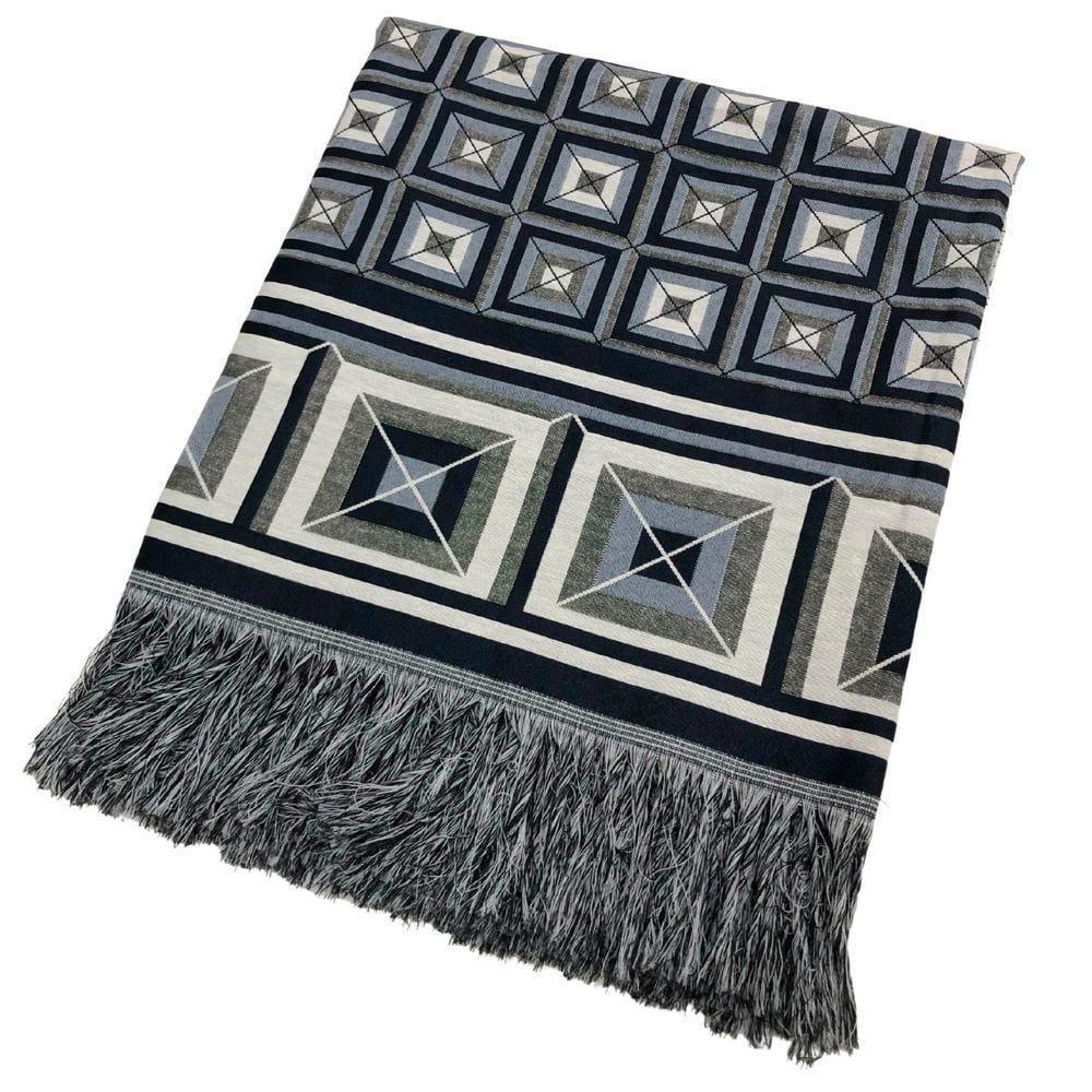 Xale Manta para Sofá Protetor Decorativo Dupla Face Premium 1.40mx1.70m Cairo Azul Marinho