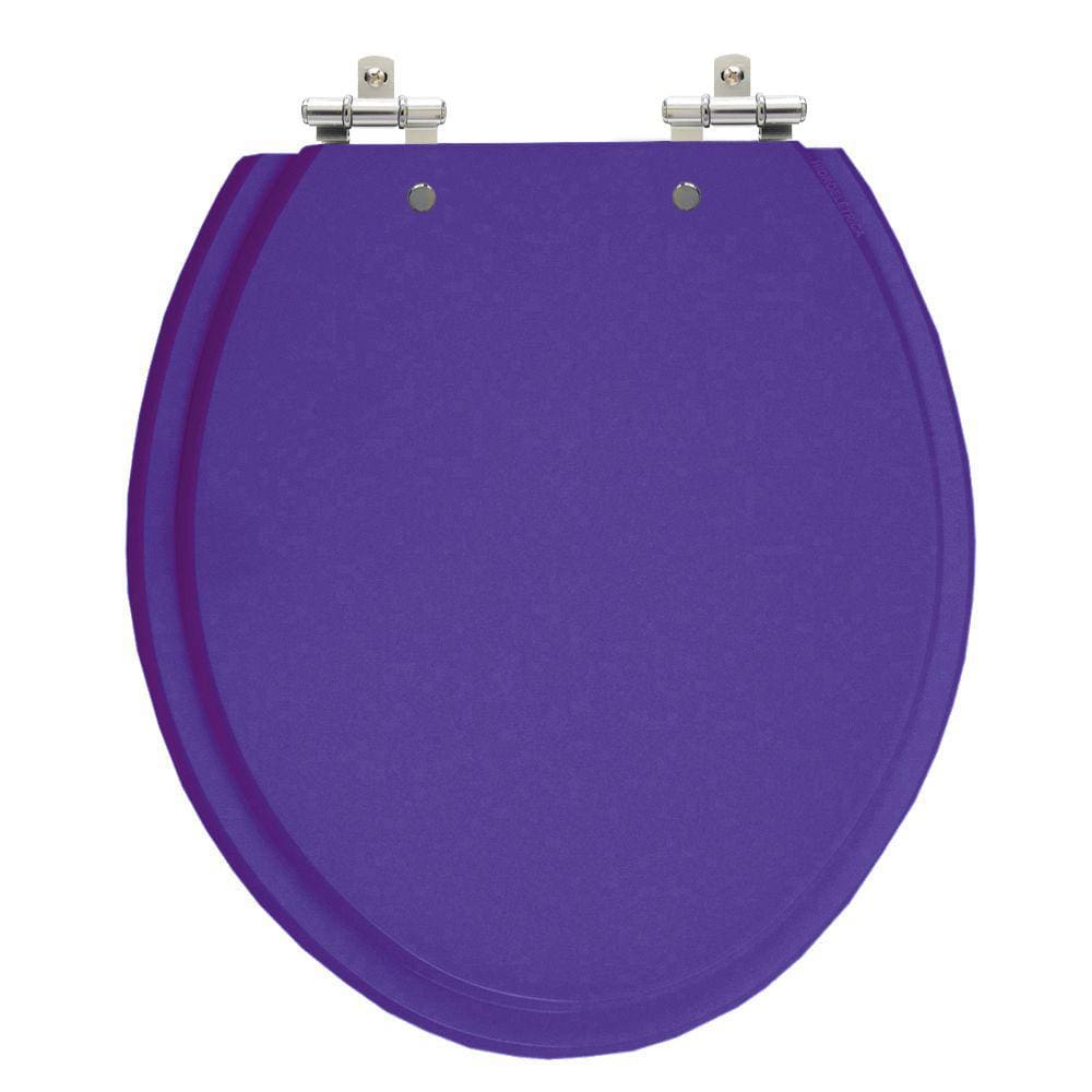 Assento Sanitário Convencional Oval Azul Valência Tampa para Vaso em Madeira Laqueada