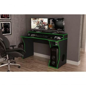 Mesa Gamer Fremont - Preto/borda Verde