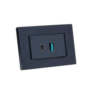 Espelho de Tomada Simples Reto com 2 USB 9.0A