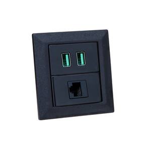 Espelho de Tomada Duplo Chanfrado 1 Rj-45 Cat5e 2Usb 4.9A Pr