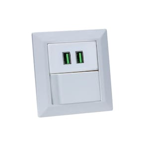 Espelho de Tomada Duplo Chanfrado 1 Interruptor 2 Usb 4.9A
