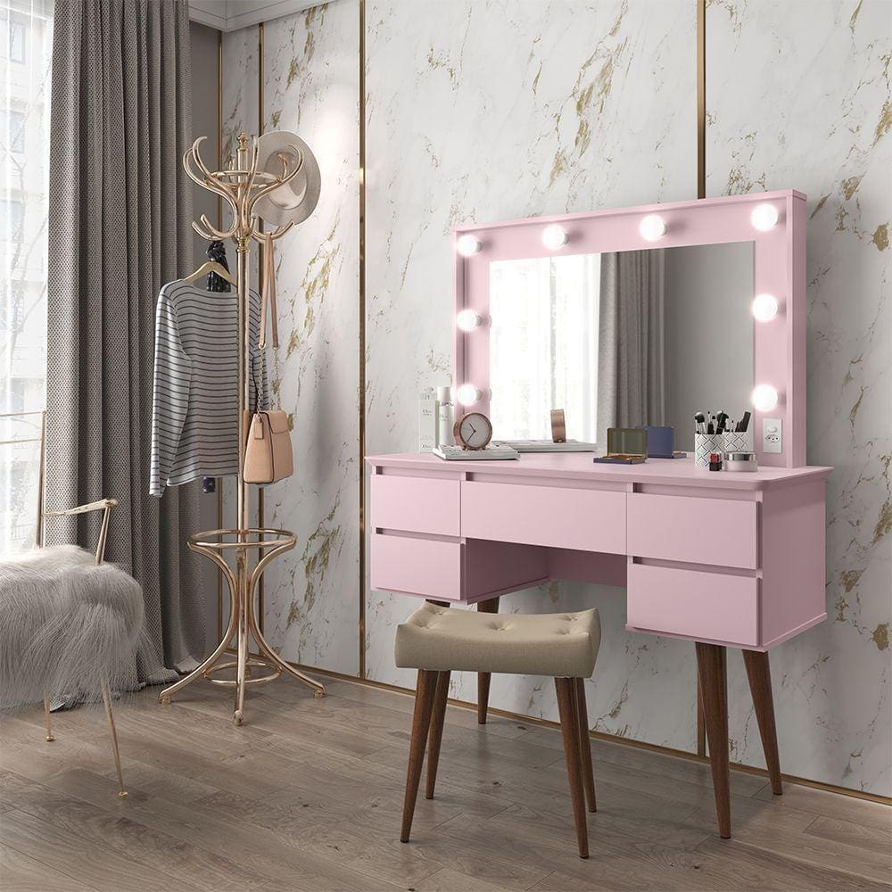 Penteadeira Camarim Strass Rosa - Patrimar