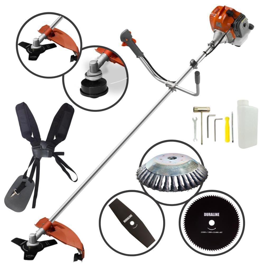 Roçadeira Tekna RL520AC 52cc KIT Completo com 5 Funções de Corte, Carretel, Faca 2 Pontas, Faca 3 Pontas, Faca 80 Dentes e Escova de Corte De Aço