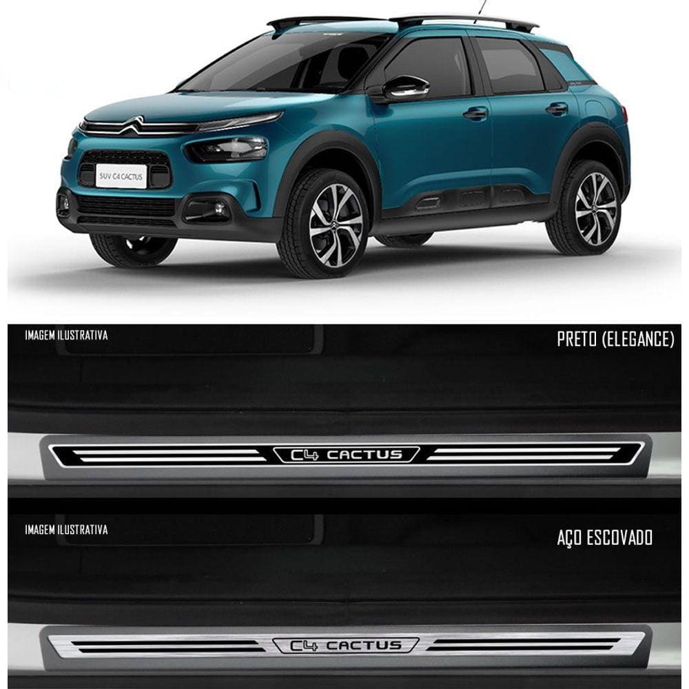 Jogo Soleira Premium Elegance Citroen C4 Cactus - 4 Portas ( Vinil + Resinada 8 Peças )
