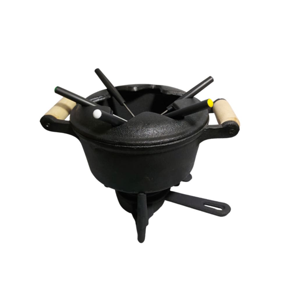 Kit Fondue Alcool Completo Com Espetos Ferro Fundido 1,8l