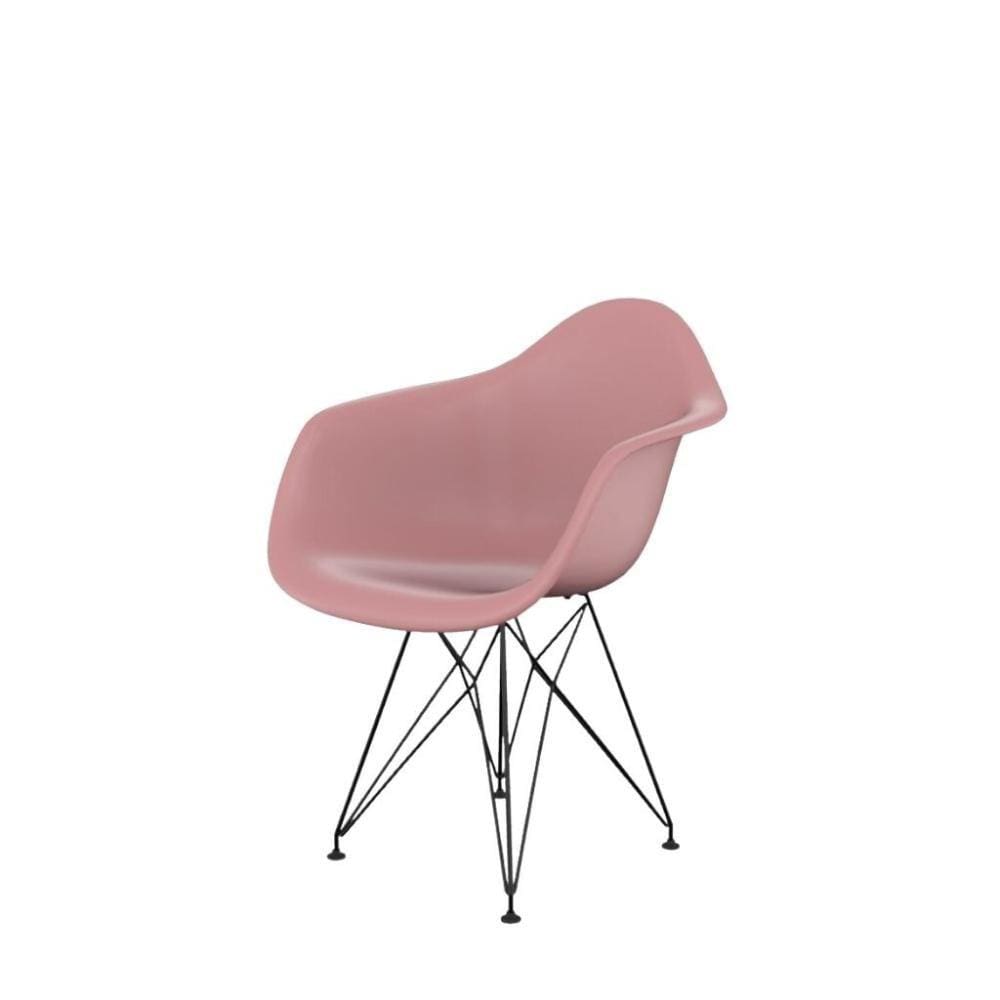 Cadeira Eames Com Braço Eiffel Rosa  Base Preta