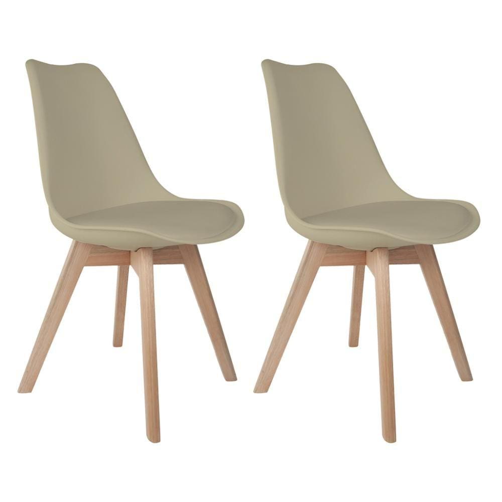 Conjunto Com 2 Cadeiras Saarinen Wood Nude