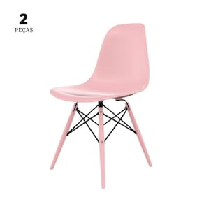 Conjunto Com 2 Cadeiras Eames Rosa Base Em Polipropileno