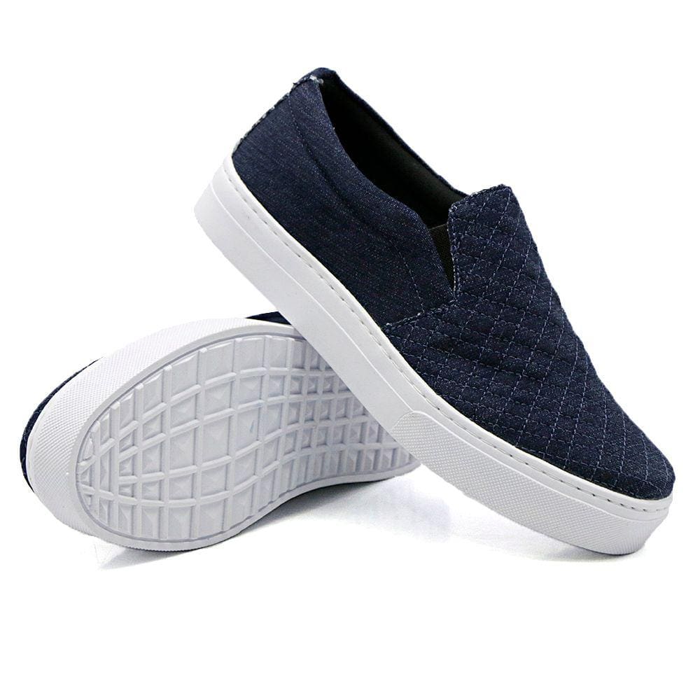 Tênis Slip On Jeans Dk Use Shoes em Matelassê Leve Calce Fácil