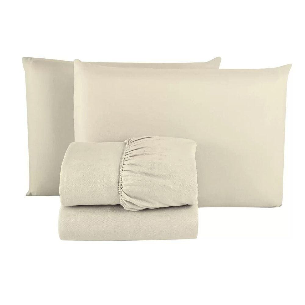 Jogo de Lençol King 4 peças cama Microfibra Elástico 30cm