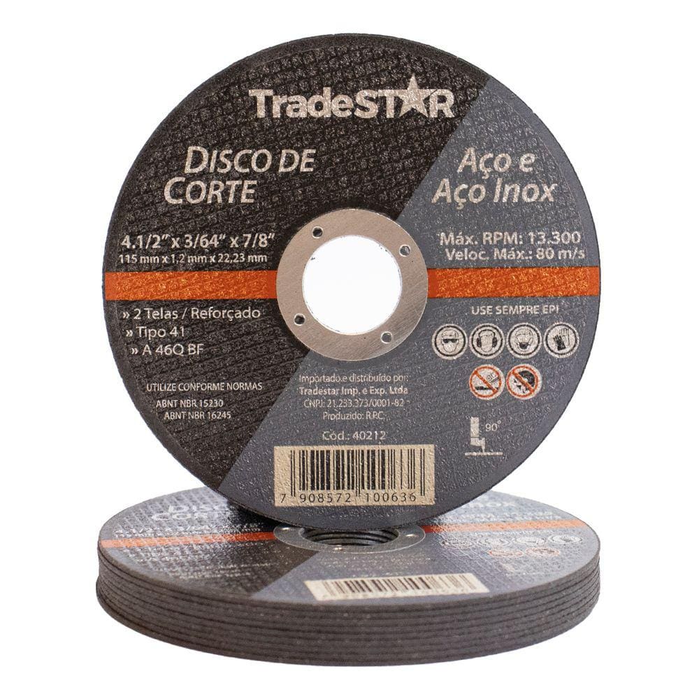 kit 10 Discos de Corte Metal 115x1,2mm