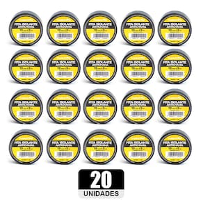 Kit 20 Rolos Pç Fita Isolante 5 Metros Preta