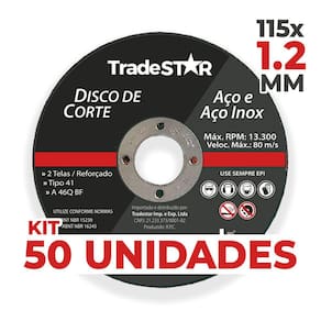 Kit 50 Discos De Corte Metal inox 115x1,2mm Esmerilhadeira