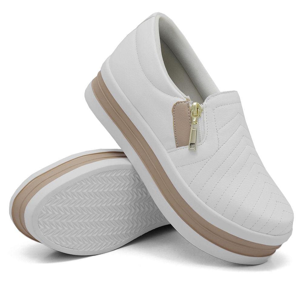 Tênis Slip On Casual Dk Use Shoes Zíper Lateral e Sola Borracha com Listras