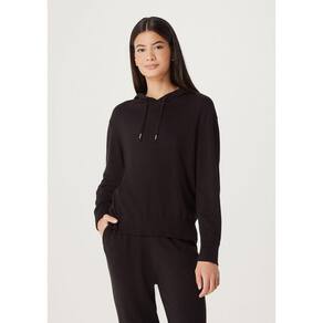 Blusão Básico Feminino Em Tricô Com Capuz