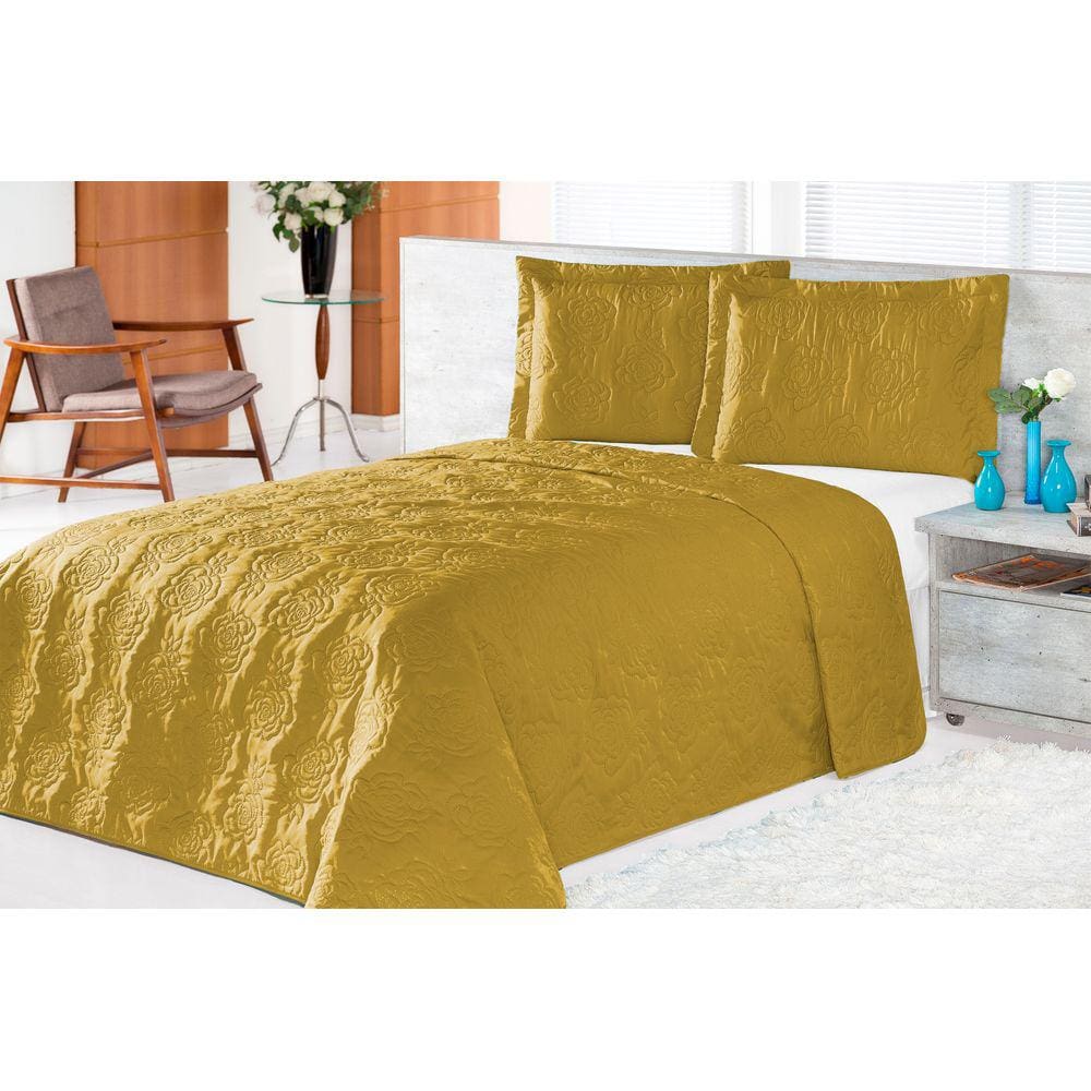 Cobre Leito Clean Rosas Queen 3 Peças