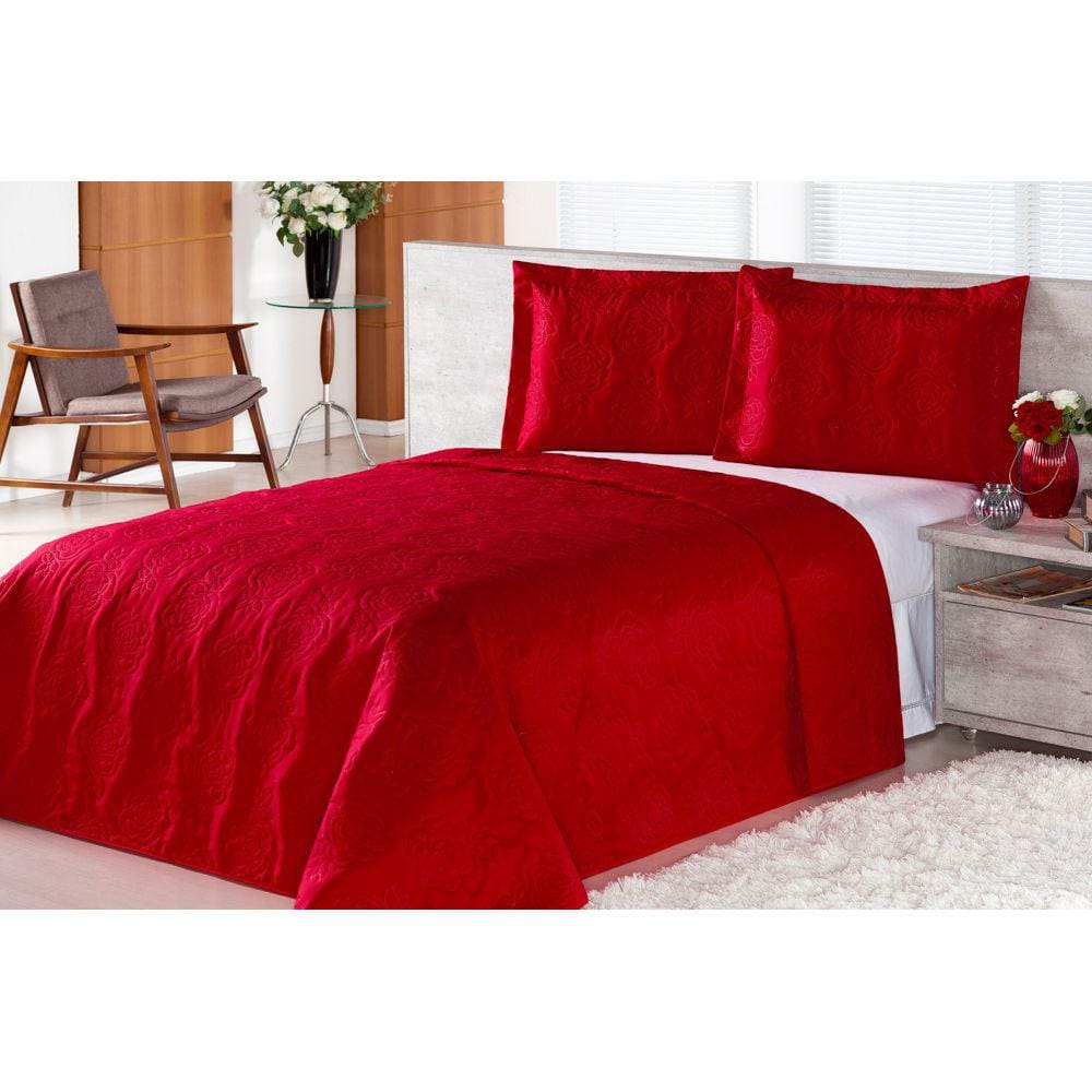Cobre Leito Clean Rosas Queen 3 Peças