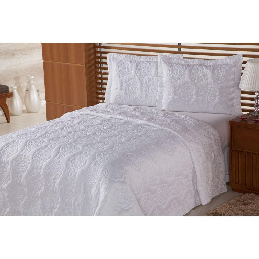 Cobre Leito Clean Rosas Queen 3 Peças