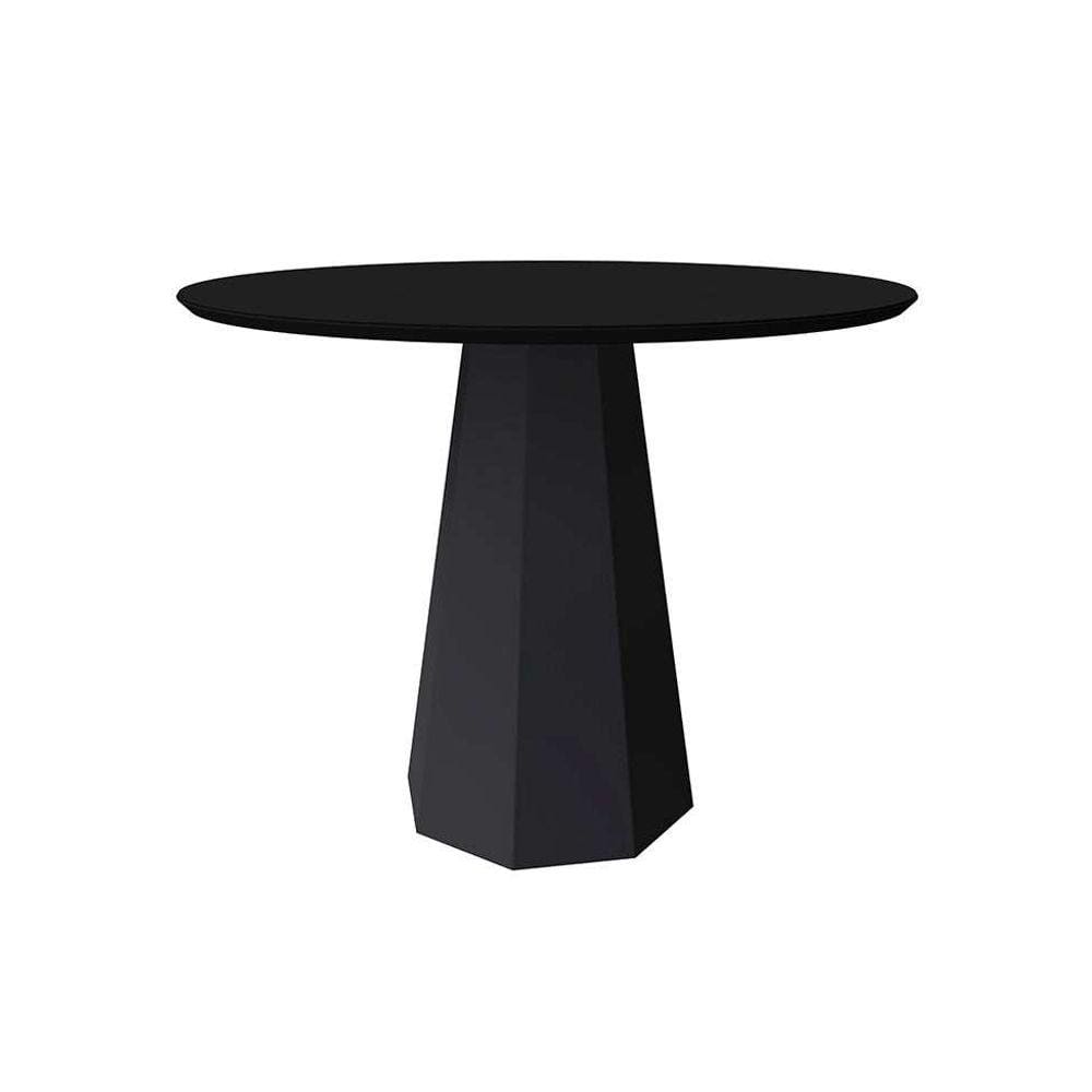 mesa de jantar redonda com tampo de vidro isis preta 100 cm