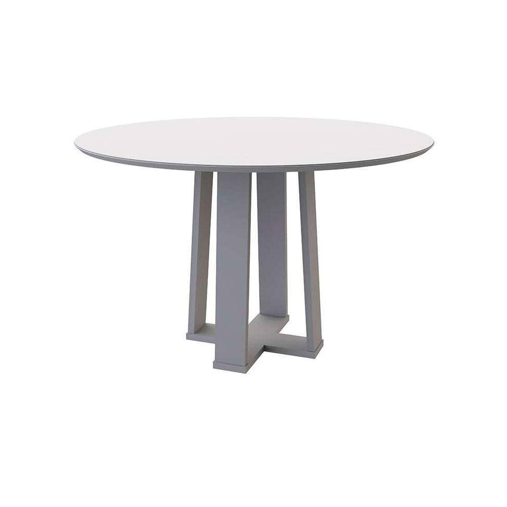 mesa de jantar redonda com tampo de vidro isabela off white 120 cm