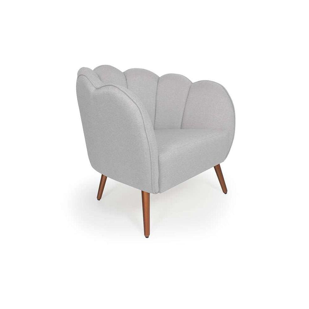 poltrona ariel pé palito linho creme e cobre
