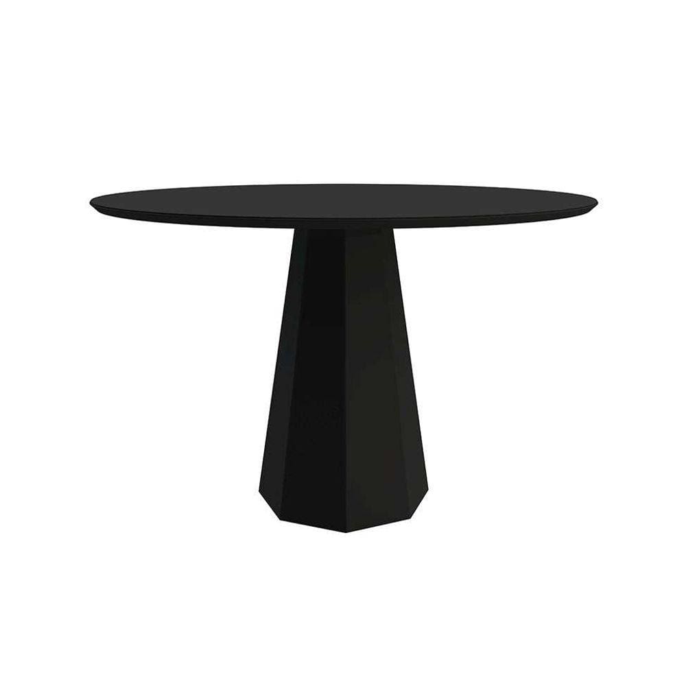 mesa de jantar redonda com tampo de vidro isis preta 135 cm