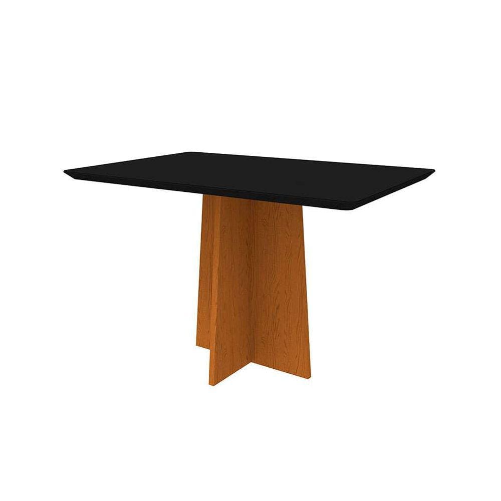 mesa de jantar retangular com tampo de vidro anitta preta e ype 120 cm