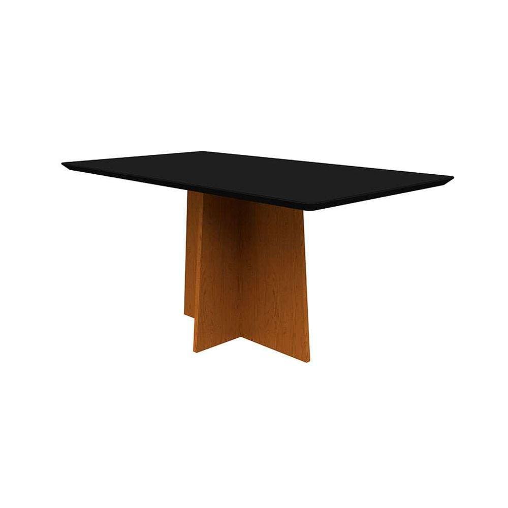 mesa de jantar retangular com tampo de vidro anitta preta e ype 160 cm