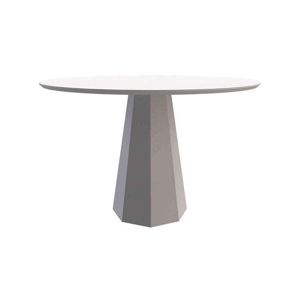 mesa de jantar redonda com tampo de vidro isis off white 135 cm
