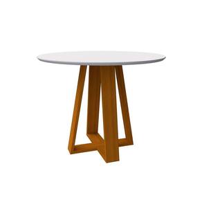 mesa de jantar redonda com tampo de vidro vitoria off white e ype 100 cm