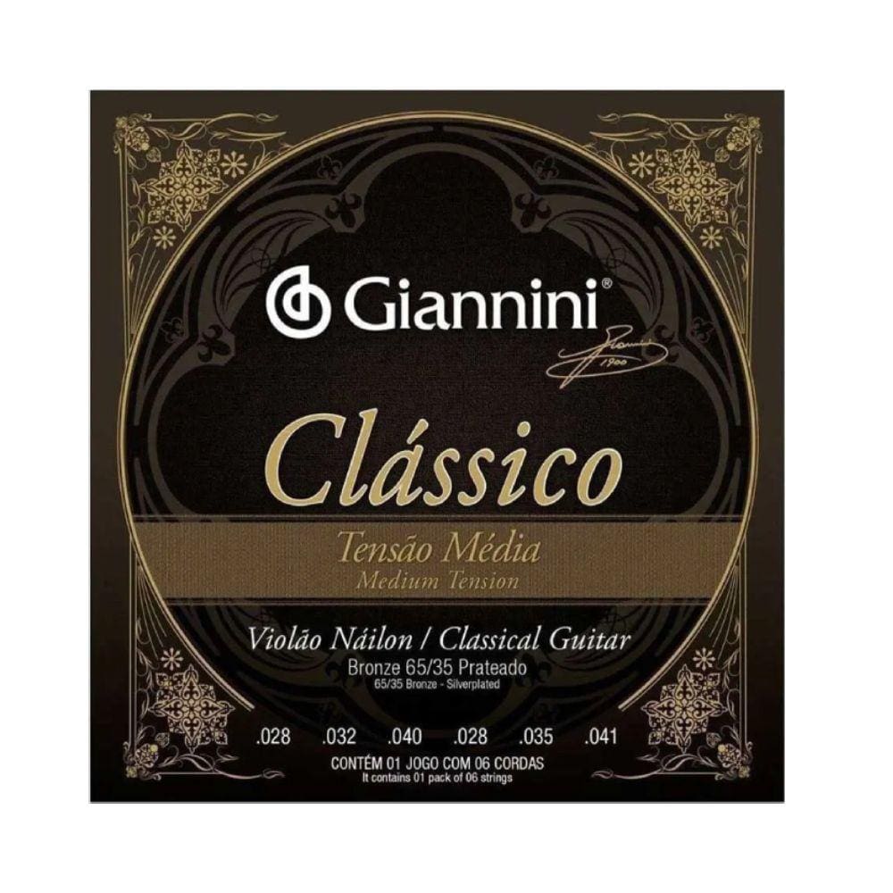 Encordoamento Violão Giannini Clássico GENWPM Média - Nylon