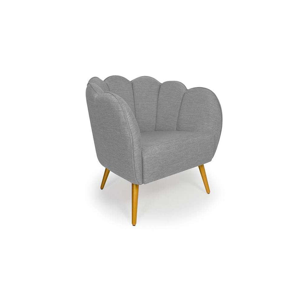 poltrona ariel pé palito linho mescla cinza e bronze