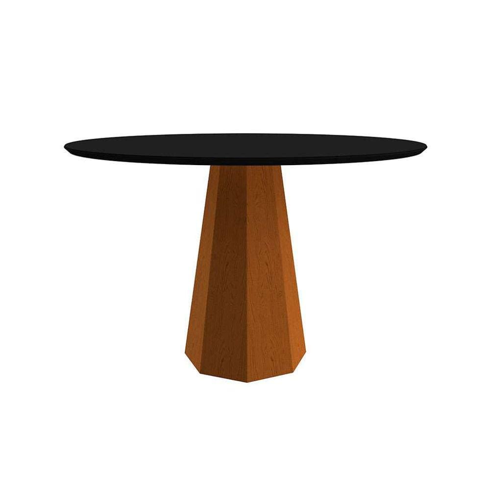 mesa de jantar redonda com tampo de vidro isis preta e ype 135 cm