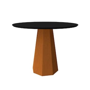 mesa de jantar redonda com tampo de vidro isis preta e ype 100 cm