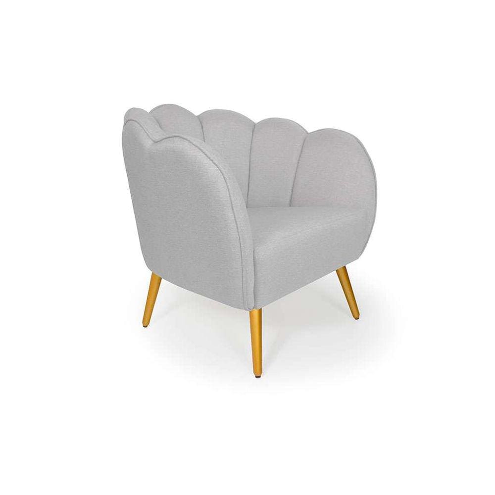 poltrona ariel pé palito linho creme e bronze