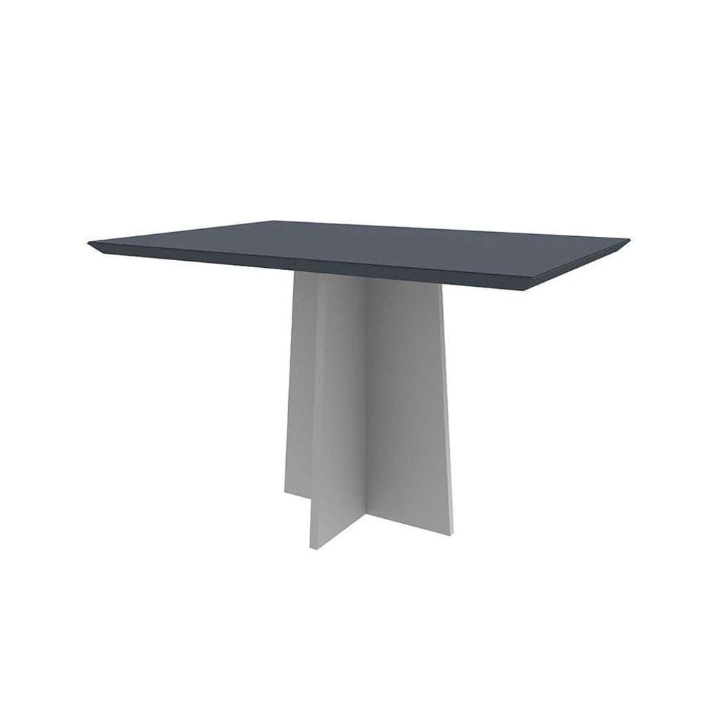 mesa de jantar retangular com tampo de vidro ana cinza e off white 120 cm